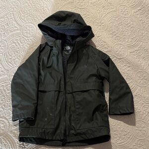 Zara Kids Dark Green Hooded Raincoat